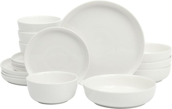 Gibson Home Oslo Porcelain Chip and Scratch Resistant Dinnerware Set, Service for 4 (16pcs), Ceramic Plates and Bowls Dishes Sets, White – Microwave and Dishwasher Safe