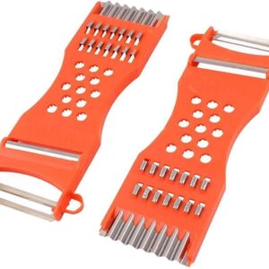 Vegetable Peeler,Saim Metal Scraper Fruit Grater Slicer Vegetable Peeler 7 in 1 Multifunction Kitchen Cutter Tool Orange 2 Pcs