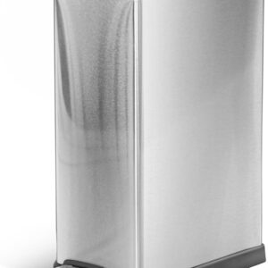 Home Zone Living 12 Gallon Slim Kitchen Trash Can with Soft Close Lid, Step Pedal, Bag Tuck Band, and Removable Liner, Stainless Steel, Silver