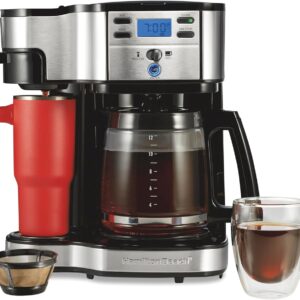Hamilton Beach 2-Way 12 Cup Programmable Drip Coffee Maker & Single Serve Machine, Glass Carafe, Auto Pause and Pour, Black (49980R)