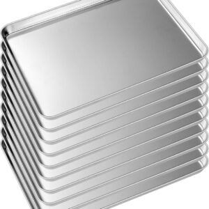 Baking Sheet Tray Set of 10, EWFEN Stainless Steel Baking Pan Cookie Pan Sheet, Size 16 x 12 x 1 inch, Warp Resistant & Heavy Duty & Rust Free