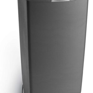 simplehuman 40 Liter / 10.6 Gallon Slim Kitchen Step Trash Can With Secure Slide Lock, Grey Plastic